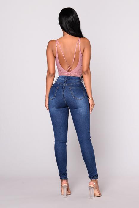 Womens Stretch Denim High-Waisted Skinny Jeans